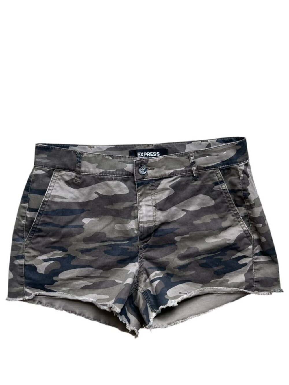 Express Camo Shorts Size 6 Shortie Cut Off Military Y2K Streetwear